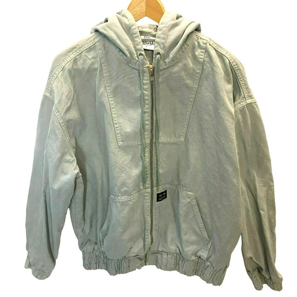 Urban Outfitters BDG Utility Coat Jacket Skate Hooded Zip Front Large Sage Green